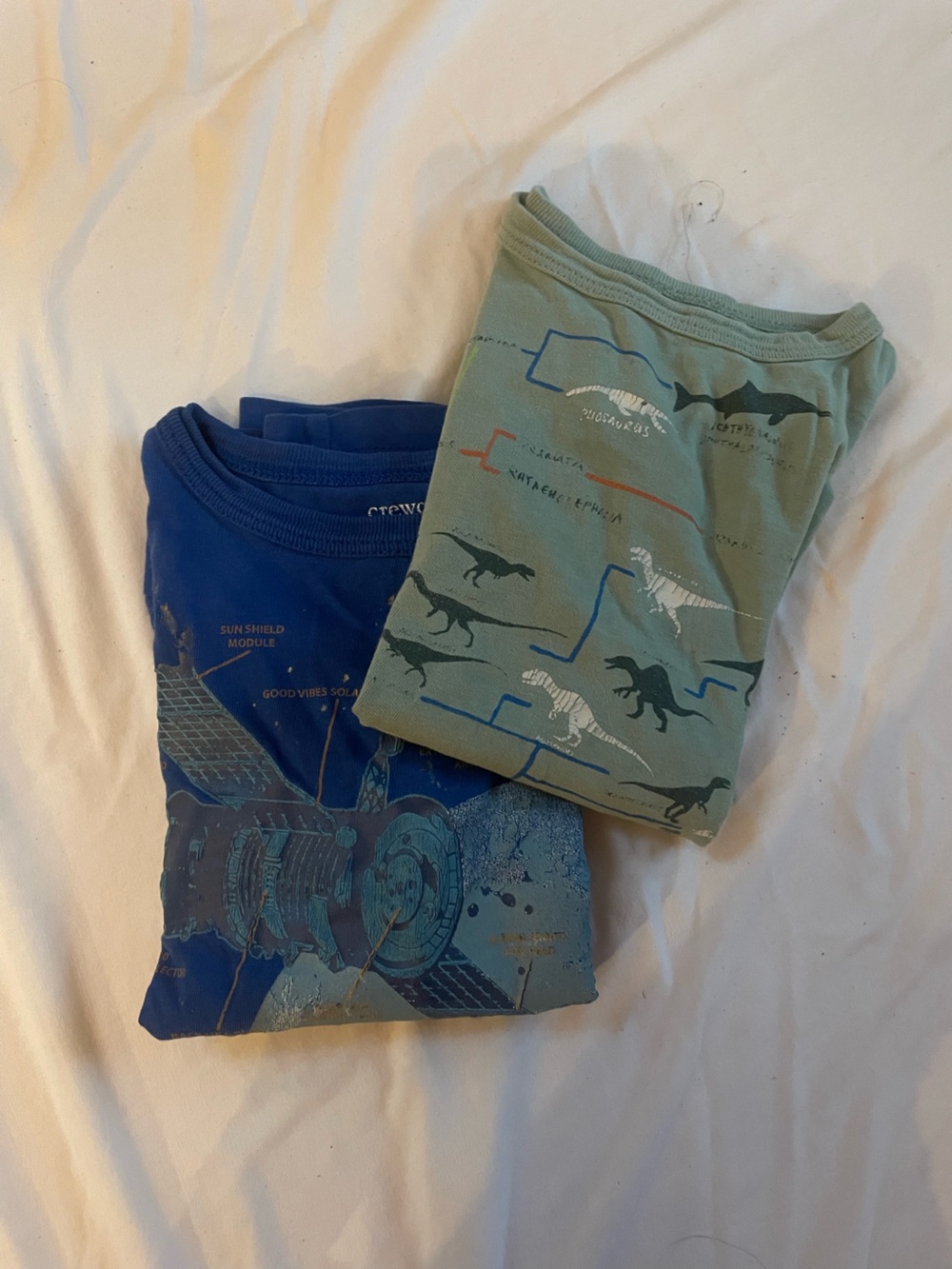 Crewcuts Glow In The Dark Shirts: Green Dinos and Blue Space 3T